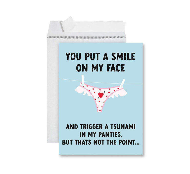 Funny Valentine's Day Jumbo Card with Envelope, Naughty Valentine's Day Greeting Card-Set of 1-Andaz Press-You Put A Smile On My Face-