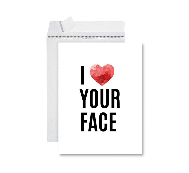 Funny Valentine's Day Jumbo Card with Envelope, Naughty Valentine's Day Greeting Card-Set of 1-Andaz Press-I Love Your Face-