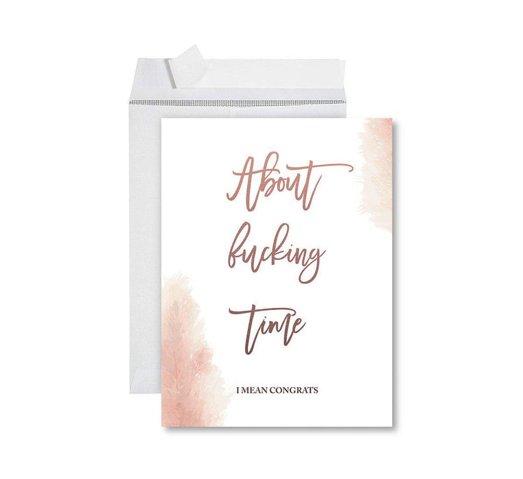 Funny Wedding Jumbo Card, Blank Congratulations Greeting Card with Envelope-Set of 1-Andaz Press-About Fucking Time-