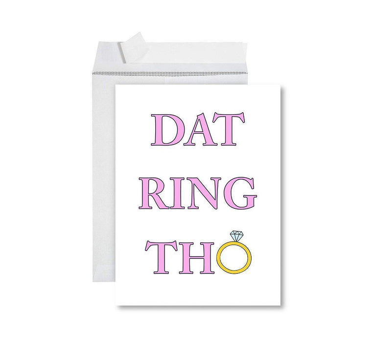 Funny Wedding Jumbo Card, Blank Congratulations Greeting Card with Envelope-Set of 1-Andaz Press-Dat Ring Tho-