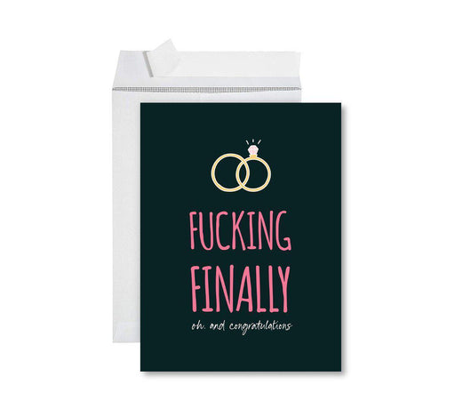 Funny Wedding Jumbo Card, Blank Congratulations Greeting Card with Envelope-Set of 1-Andaz Press-Fucking Finally-