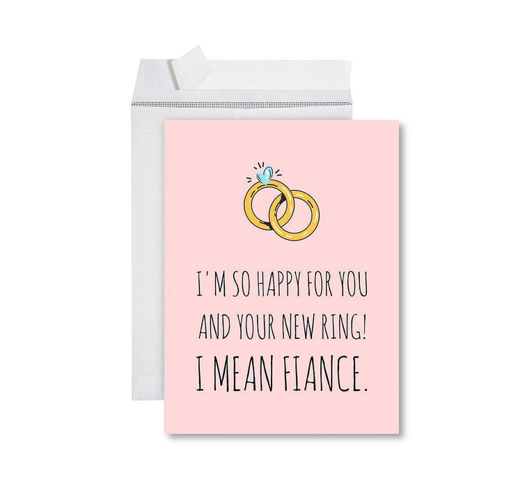 Funny Wedding Jumbo Card, Blank Congratulations Greeting Card with Envelope-Set of 1-Andaz Press-Happy For You and Your New Ring-