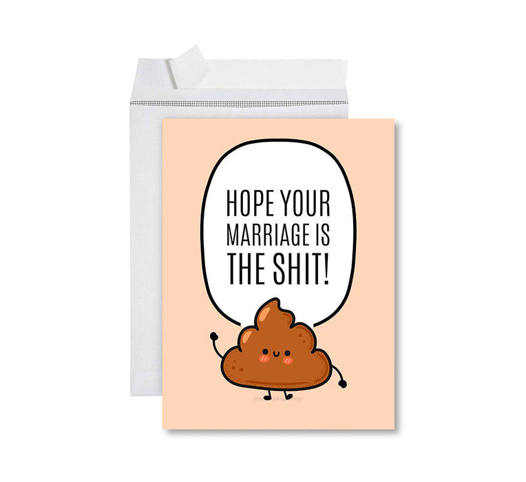 Funny Wedding Jumbo Card, Blank Congratulations Greeting Card with Envelope-Set of 1-Andaz Press-Hope Your Marriage Is The Shit-