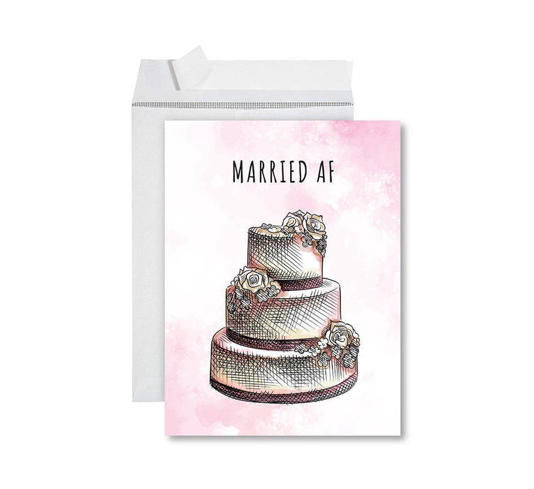 Funny Wedding Jumbo Card, Blank Congratulations Greeting Card with Envelope-Set of 1-Andaz Press-Married AF-