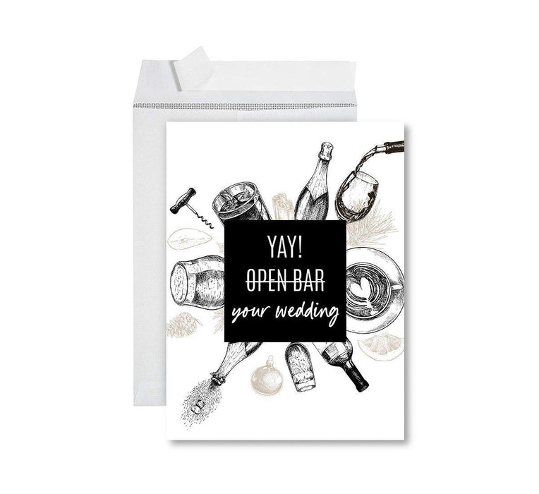 Funny Wedding Jumbo Card, Blank Congratulations Greeting Card with Envelope-Set of 1-Andaz Press-Yay Open Bar-