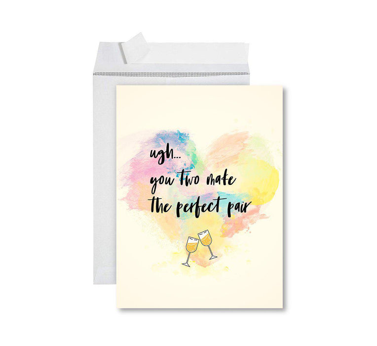 Funny Wedding Jumbo Card, Blank Congratulations Greeting Card with Envelope-Set of 1-Andaz Press-You Two Make The Perfect Pair-