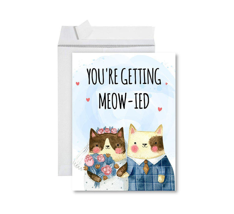 Funny Wedding Jumbo Card, Blank Congratulations Greeting Card with Envelope-Set of 1-Andaz Press-You're Getting Meow-ied-