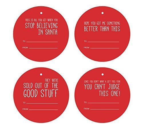 Funny & Witty Christmas Round Circle Gift Tags-Set of 24-Andaz Press-