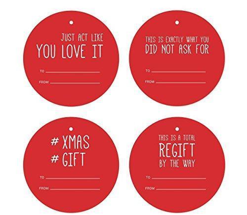 Funny & Witty Christmas Round Circle Gift Tags-Set of 24-Andaz Press-