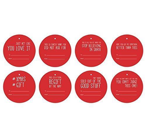 Funny & Witty Christmas Round Circle Gift Tags-Set of 24-Andaz Press-