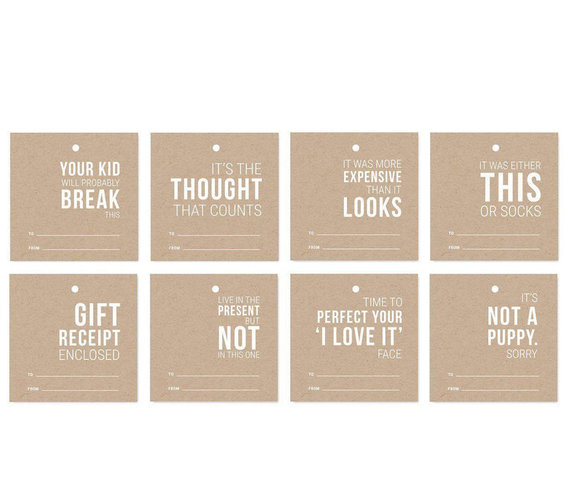 Funny & Witty Christmas Square Gift Tags-Set of 24-Andaz Press-Kraft-