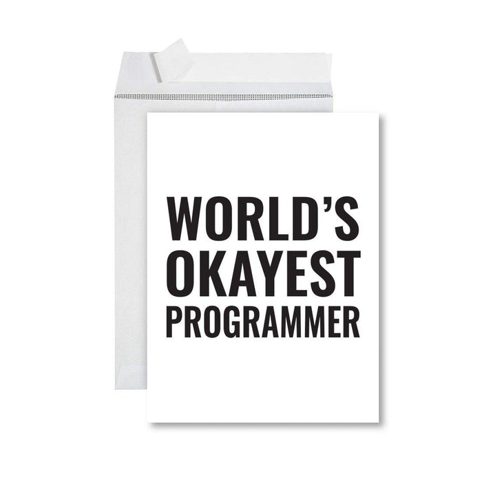 Funny World's Okayest Jumbo Greeting Card for Birthdays, Retirement, and Office Celebrations-Set of 1-Andaz Press-Pilot-