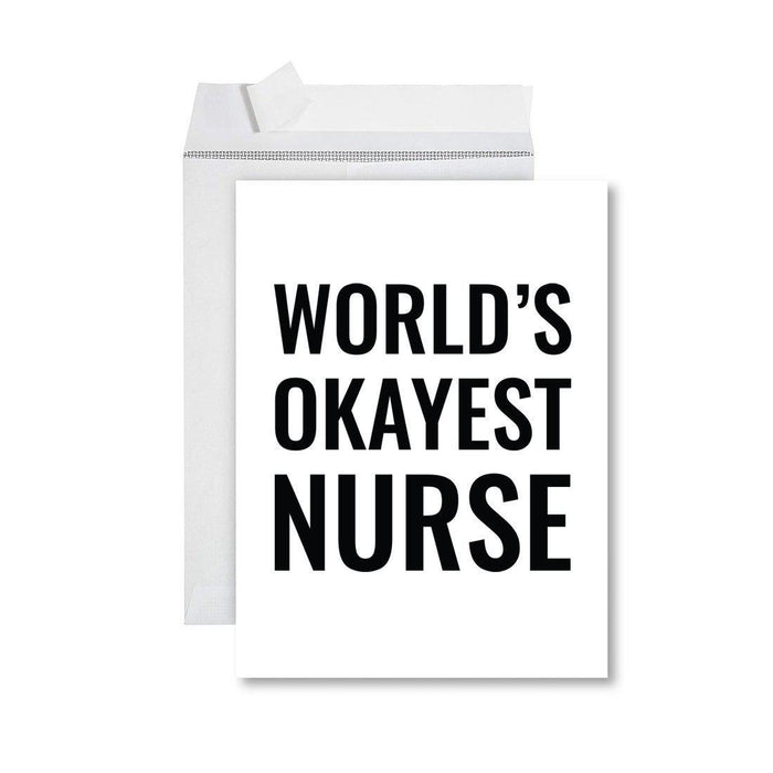 Funny World's Okayest Jumbo Greeting Card for Birthdays, Retirement, and Office Celebrations-Set of 1-Andaz Press-Pilot-