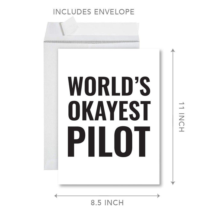 Funny World's Okayest Jumbo Greeting Card for Birthdays, Retirement, and Office Celebrations-Set of 1-Andaz Press-Pilot-