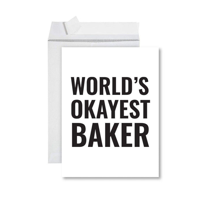 Funny World's Okayest Jumbo Greeting Card for Birthdays, Retirement, and Office Celebrations-Set of 1-Andaz Press-Baker-