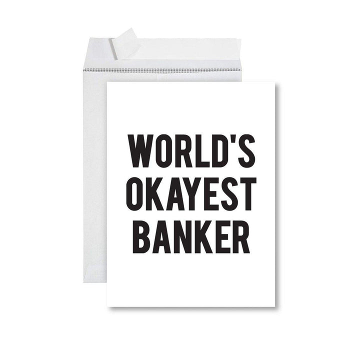 Funny World's Okayest Jumbo Greeting Card for Birthdays, Retirement, and Office Celebrations-Set of 1-Andaz Press-Banker-