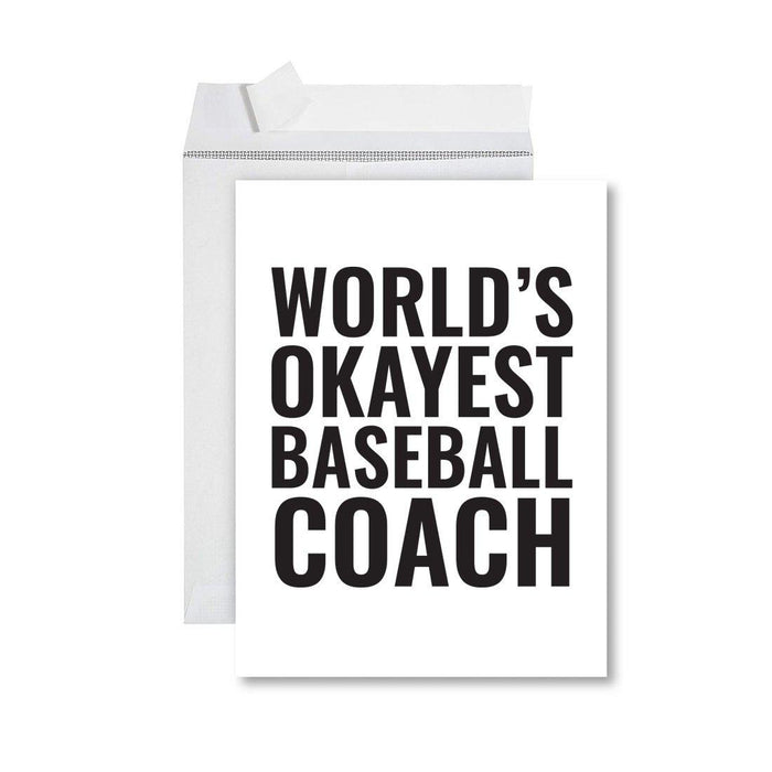 Funny World's Okayest Jumbo Greeting Card for Birthdays, Retirement, and Office Celebrations-Set of 1-Andaz Press-Baseball Coach-