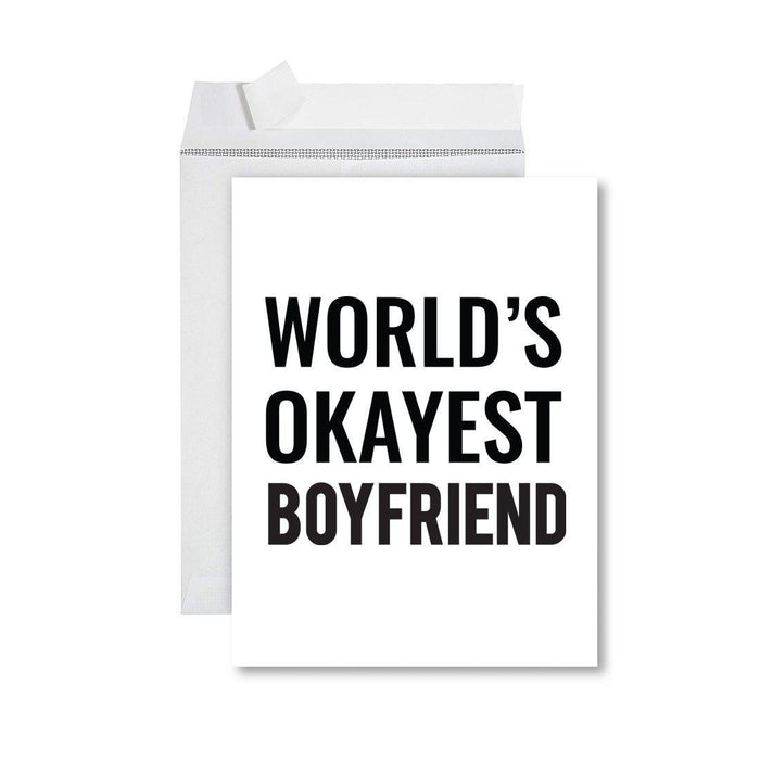 Funny World's Okayest Jumbo Greeting Card for Birthdays, Retirement, and Office Celebrations-Set of 1-Andaz Press-Boyfriend-