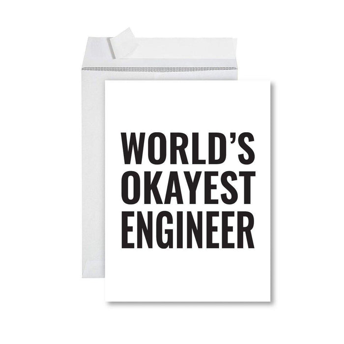 Funny World's Okayest Jumbo Greeting Card for Birthdays, Retirement, and Office Celebrations-Set of 1-Andaz Press-Engineer-