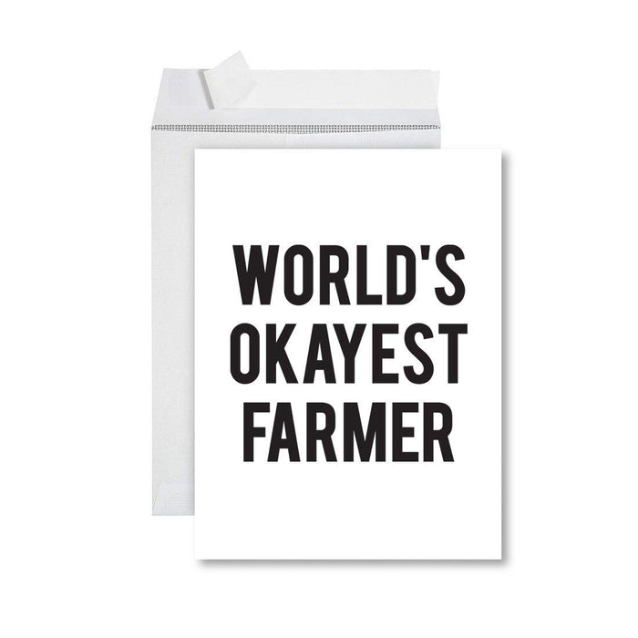 Funny World's Okayest Jumbo Greeting Card for Birthdays, Retirement, and Office Celebrations-Set of 1-Andaz Press-Farmer-