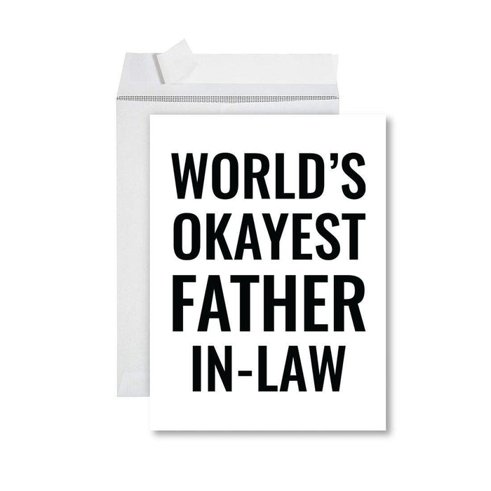 Funny World's Okayest Jumbo Greeting Card for Birthdays, Retirement, and Office Celebrations-Set of 1-Andaz Press-Father-In-Law-