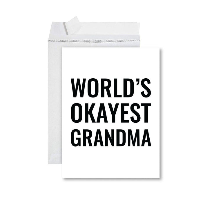 Funny World's Okayest Jumbo Greeting Card for Birthdays, Retirement, and Office Celebrations-Set of 1-Andaz Press-Grandma-