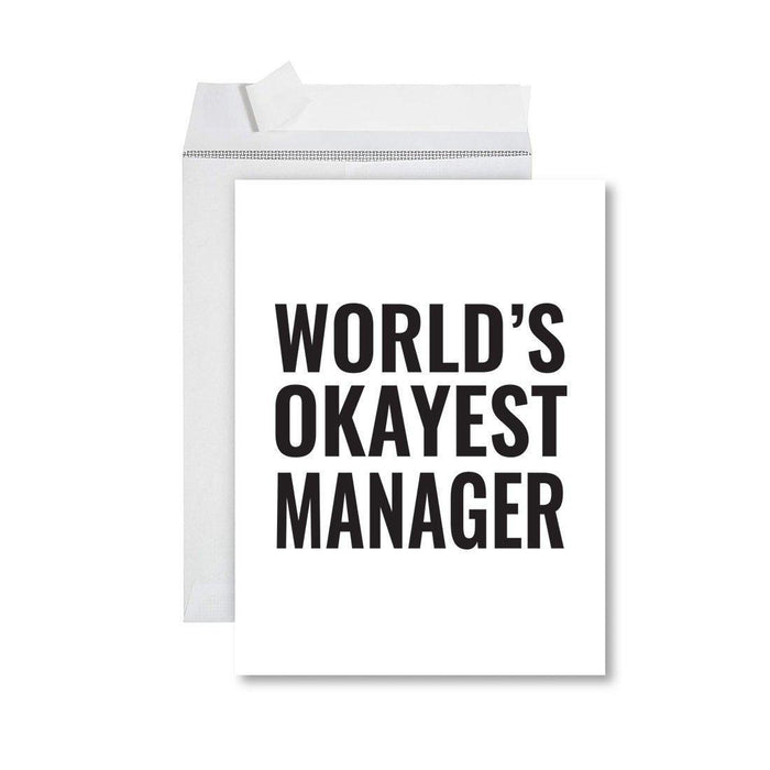 Funny World's Okayest Jumbo Greeting Card for Birthdays, Retirement, and Office Celebrations-Set of 1-Andaz Press-Manager-