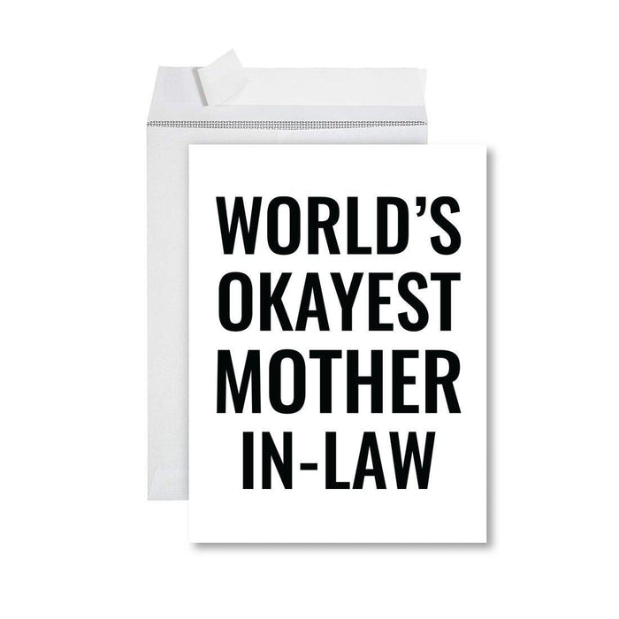 Funny World's Okayest Jumbo Greeting Card for Birthdays, Retirement, and Office Celebrations-Set of 1-Andaz Press-Mother-In-Law-
