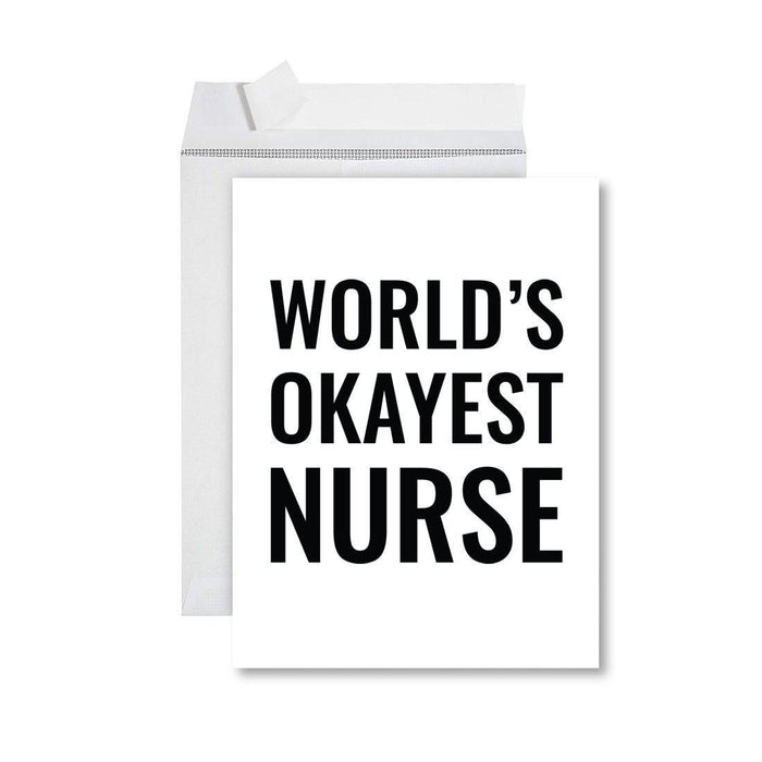 Funny World's Okayest Jumbo Greeting Card for Birthdays, Retirement, and Office Celebrations-Set of 1-Andaz Press-Nurse-