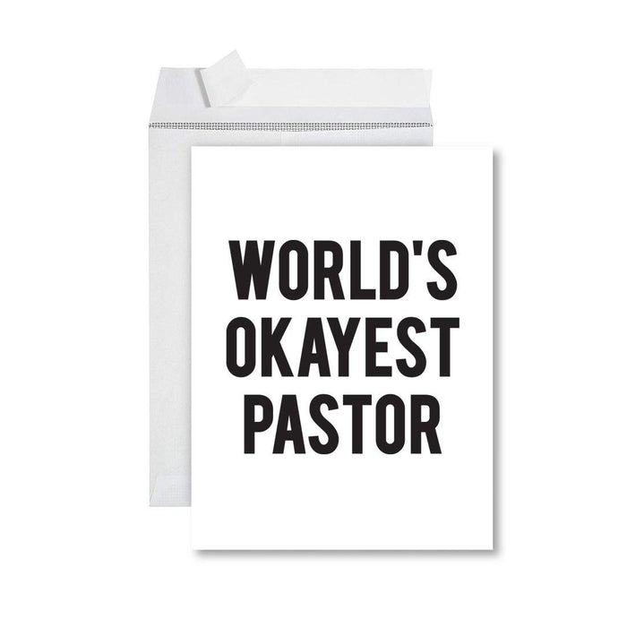 Funny World's Okayest Jumbo Greeting Card for Birthdays, Retirement, and Office Celebrations-Set of 1-Andaz Press-Pastor-