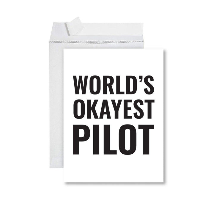 Funny World's Okayest Jumbo Greeting Card for Birthdays, Retirement, and Office Celebrations-Set of 1-Andaz Press-Pilot-