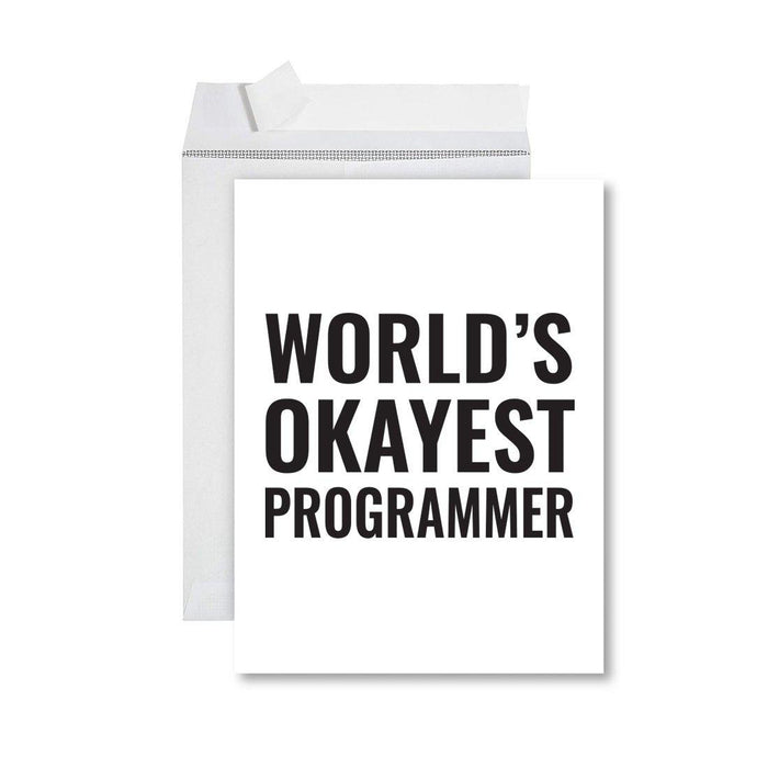 Funny World's Okayest Jumbo Greeting Card for Birthdays, Retirement, and Office Celebrations-Set of 1-Andaz Press-Programmer-