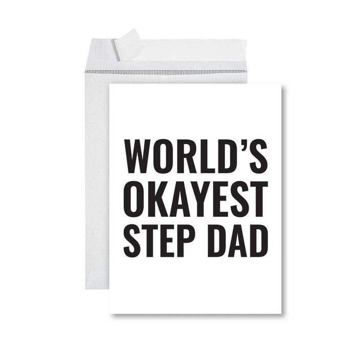 Funny World's Okayest Jumbo Greeting Card for Birthdays, Retirement, and Office Celebrations-Set of 1-Andaz Press-Step Dad-