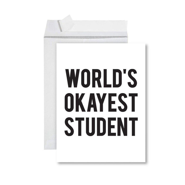 Funny World's Okayest Jumbo Greeting Card for Birthdays, Retirement, and Office Celebrations-Set of 1-Andaz Press-Student-
