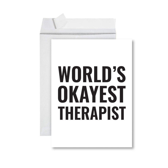 Funny World's Okayest Jumbo Greeting Card for Birthdays, Retirement, and Office Celebrations-Set of 1-Andaz Press-Therapist-