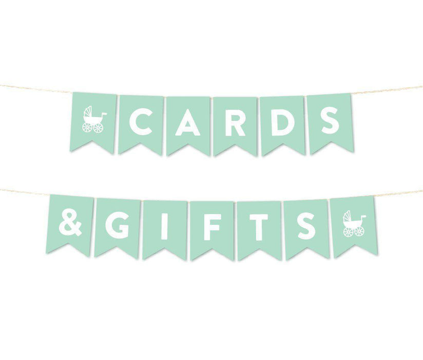Gender Neutral Baby Shower Pennant Garland Party Banner-Set of 1-Andaz Press-Mint Green-Baby Shower-