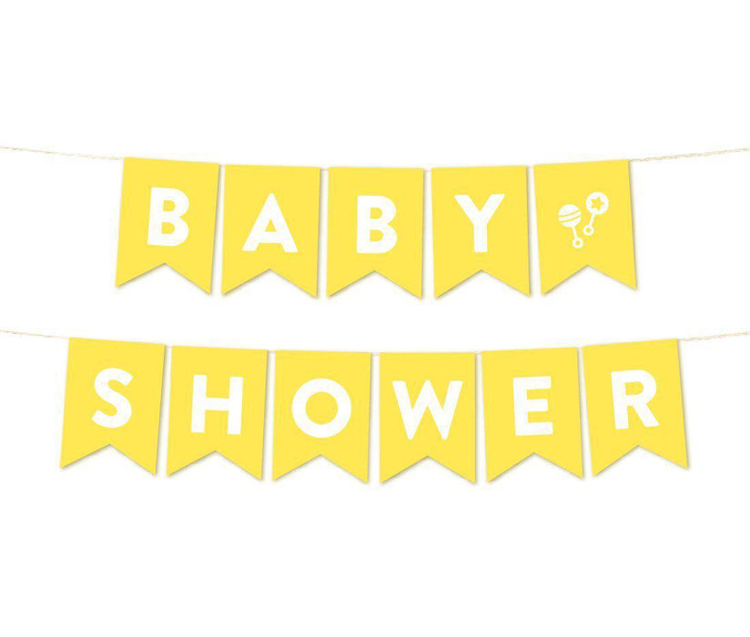 Gender Neutral Baby Shower Pennant Garland Party Banner-Set of 1-Andaz Press-Yellow-Baby Shower-