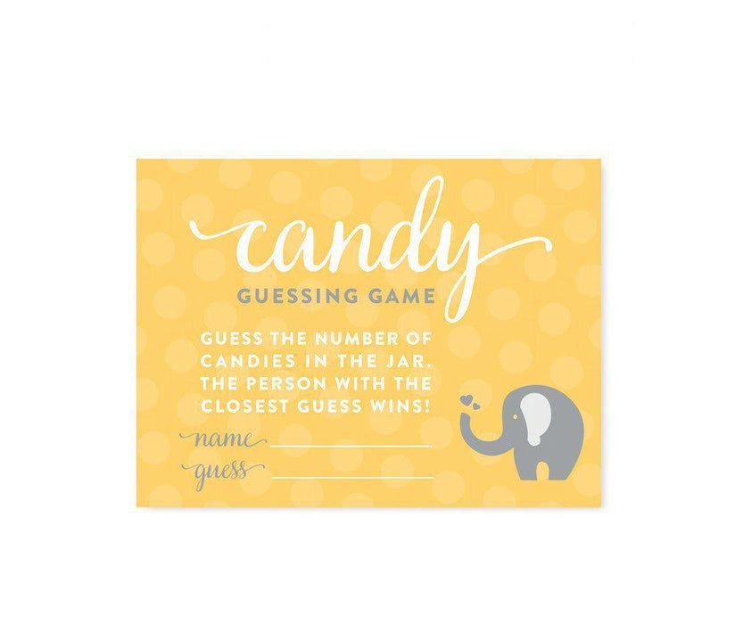Gender Neutral Elephant Baby Shower Fun Game Cards-Set of 30-Andaz Press-Candy Guessing Game-