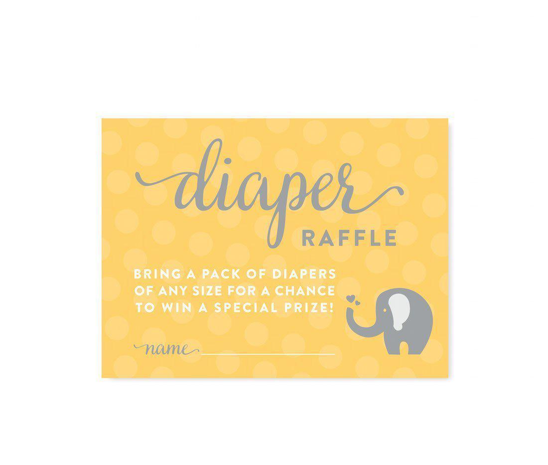 Gender Neutral Elephant Baby Shower Fun Game Cards-Set of 30-Andaz Press-Diaper Raffle-