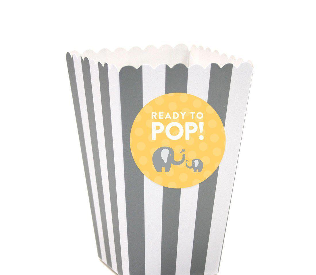 Gender Neutral Elephant Baby Shower Popcorn Box DIY Party Favors Kit-Set of 24-Andaz Press-