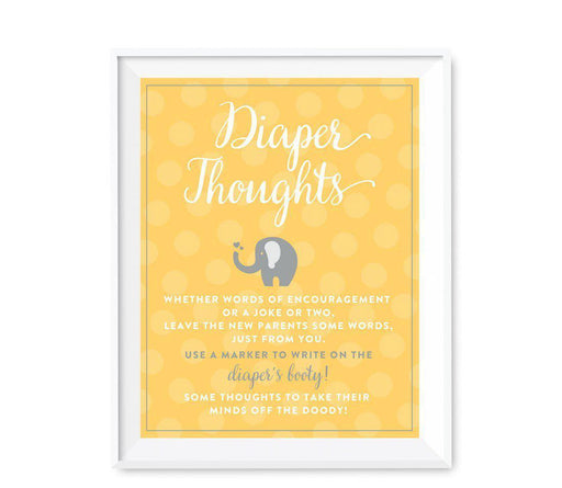 Gender Neutral Elephant Diaper Thoughts Fun Activities-Set of 1-Andaz Press-Diaper Thoughts-