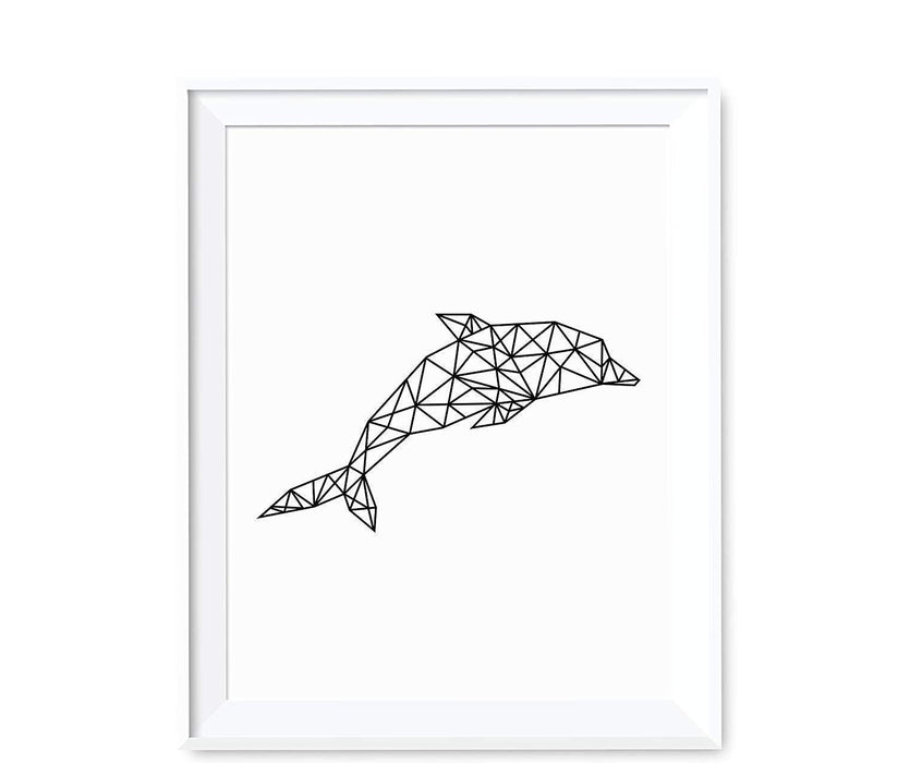 Geometric Animal Origami Wall Art Black White Minimalist Print-Set of 1-Andaz Press-Elephant-