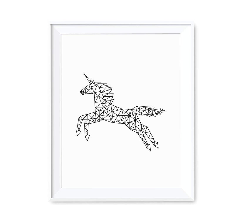 Geometric Animal Origami Wall Art Black White Minimalist Print-Set of 1-Andaz Press-Elephant-