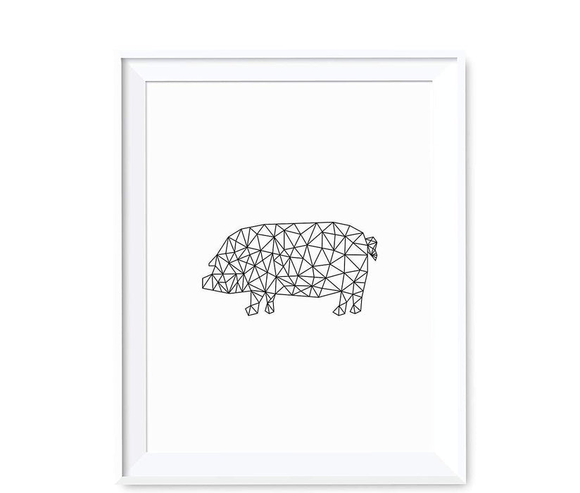 Geometric Animal Origami Wall Art Black White Minimalist Print-Set of 1-Andaz Press-Elephant-