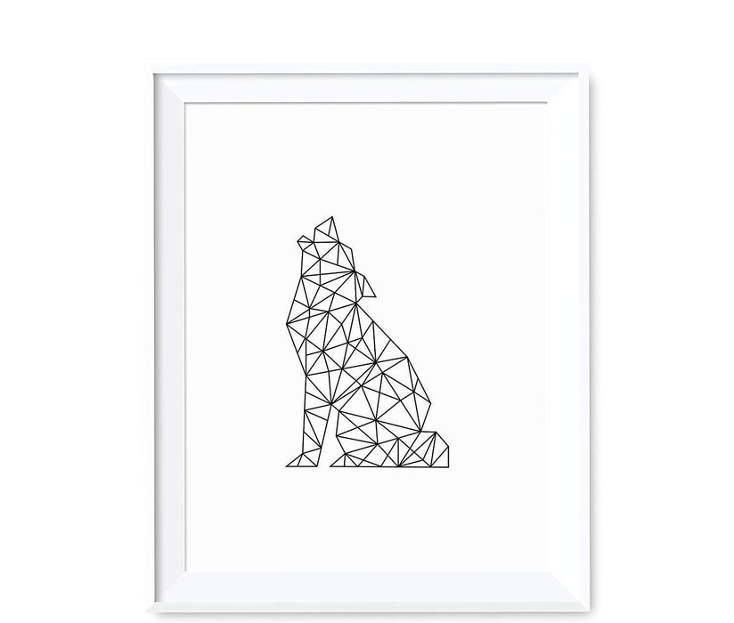 Geometric Animal Origami Wall Art Black White Minimalist Print-Set of 1-Andaz Press-Elephant-
