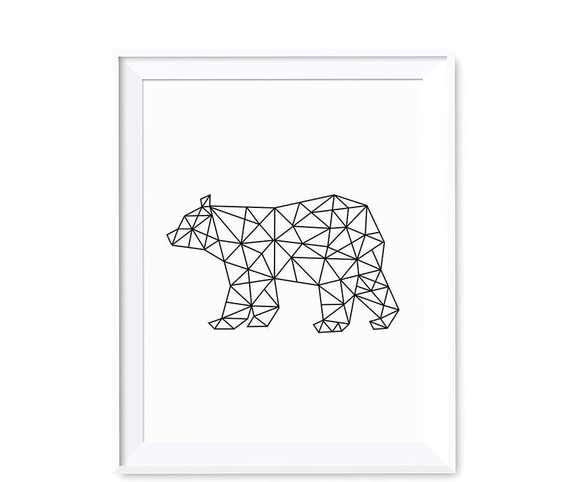 Geometric Animal Origami Wall Art Black White Minimalist Print-Set of 1-Andaz Press-Elephant-