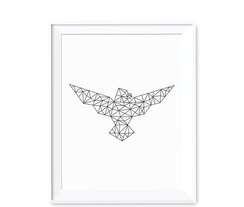 Geometric Animal Origami Wall Art Black White Minimalist Print-Set of 1-Andaz Press-Elephant-