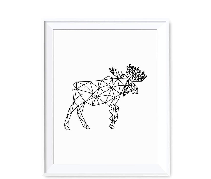 Geometric Animal Origami Wall Art Black White Minimalist Print-Set of 1-Andaz Press-Elephant-