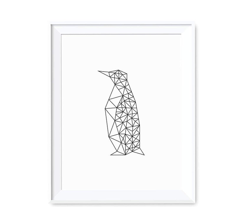 Geometric Animal Origami Wall Art Black White Minimalist Print-Set of 1-Andaz Press-Elephant-