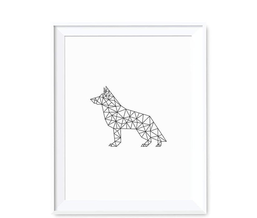 Geometric Animal Origami Wall Art Black White Minimalist Print-Set of 1-Andaz Press-Big Dog-